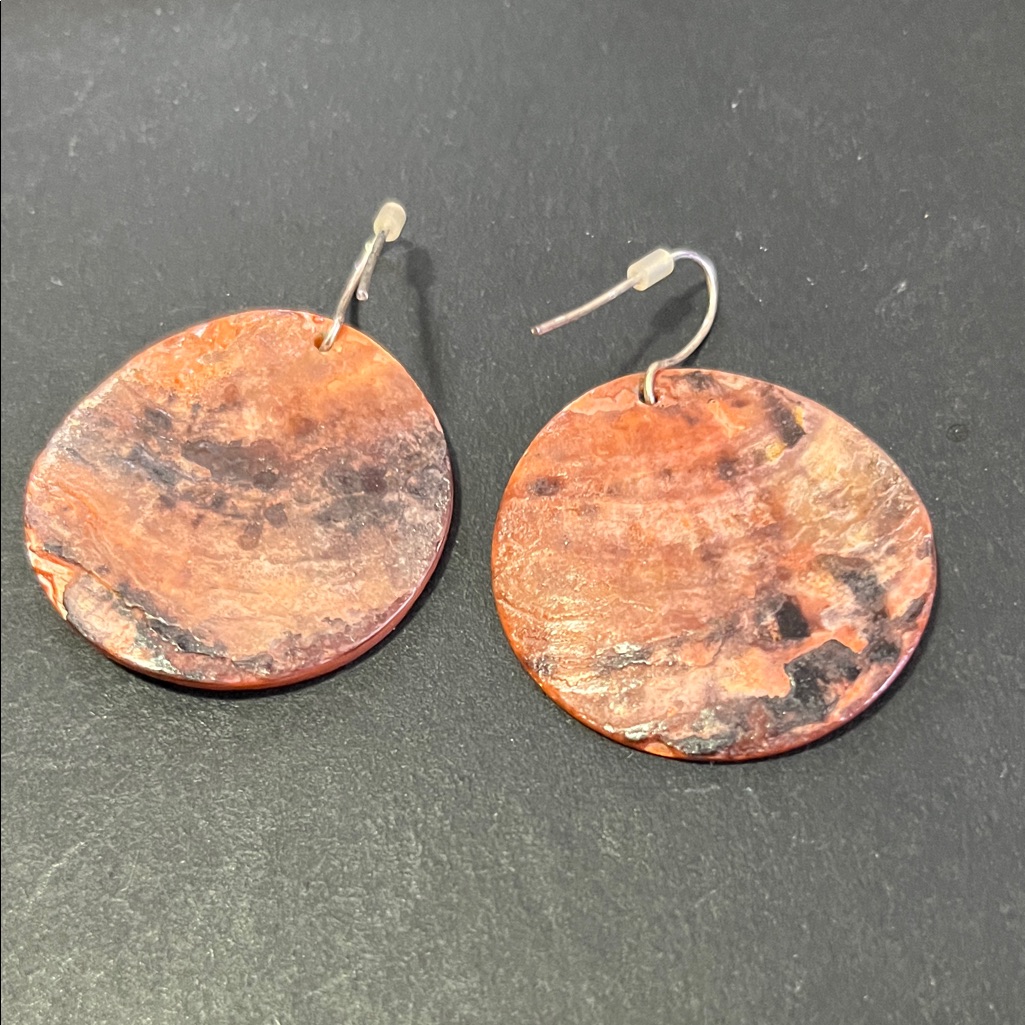 Elegant Orange And Black Dangle Earrings